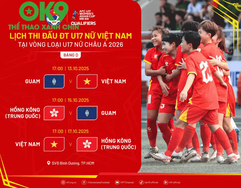 Lịch thi đấu U17 nữ Việt Nam Lịch thi đấu U17 nữ Việt Nam